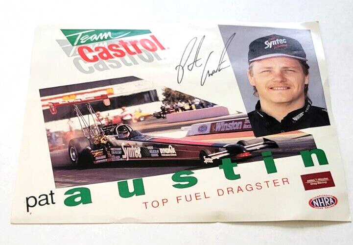 NHRA Drag Racing PAT AUSTIN Top Fuel Dragster Car Hero Card Autographed