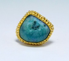 Natural Druzy Rings Gold Plated Handmade Rare Gemstone Jewellery Ring Size-5
