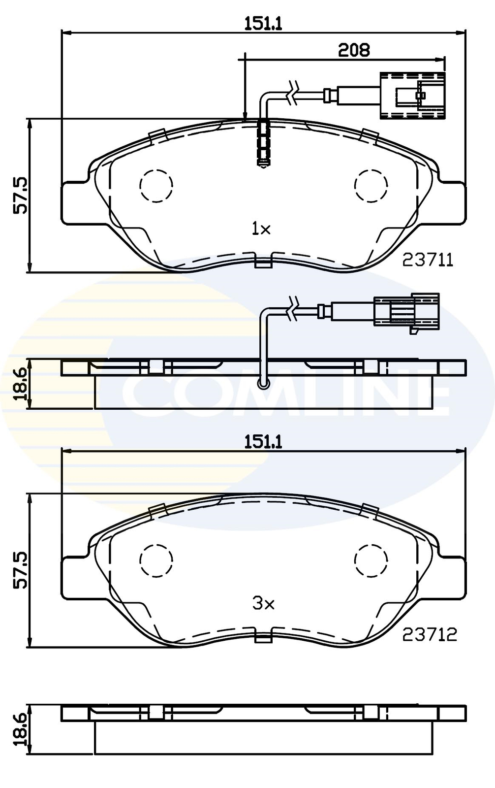 Front COMLINE CBP11222 Brake Pad Set, disc brake for ALFA ROMEO,FIAT,LANCIA