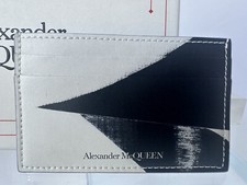 New Alexander McQueen Men's Card Case Wallet Money Holder Black Ivory