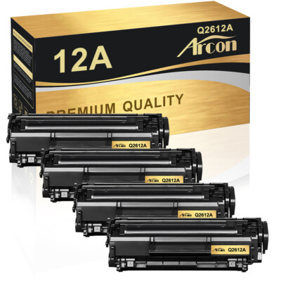 ARCON 4PK Q2612A 12A BK Toner Cartridge Fits for HP LaserJet 1010 1015 3015