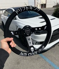 3"Deep Dish JDM 6-BOLT Steering Wheel Racetrack Strong Grip Suede Leather Drift