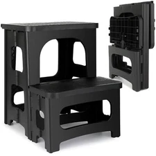 Amoise Folding 2 Step Stool Non Slip Dual Height Portable Footstool 300 lbs