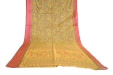 FNC Vintage Green Sambalpuri Ikat Sarees Handwoven Art Silk Sari Fabric Antique