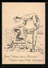 Postal de artista Pascua de guerra, otra vez sin Pascua, sin embargo feliz celebración de Pascua Wün