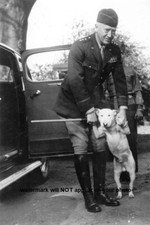 General George S Patton PHOTO with Bull Terrier Dog Willie World War 2 Army 1944