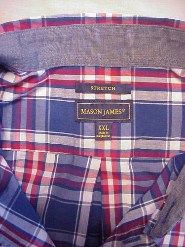 Mason James Shirt Mens XXL Multicolor Button Down Short Sleeve Plaid Stretch - Picture 2 of 3