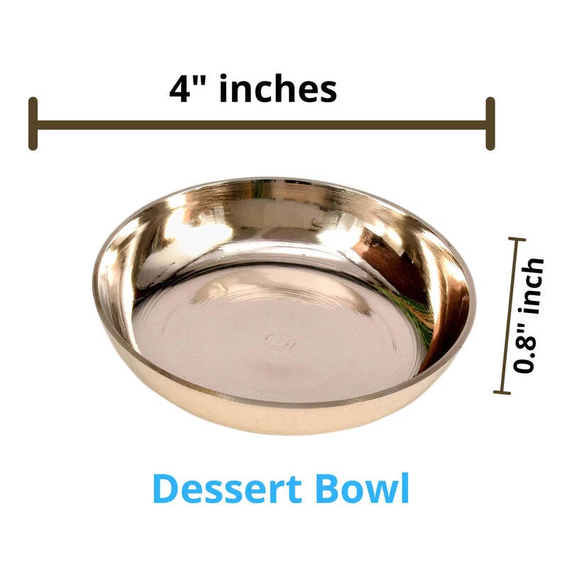 Kansa Plate &Bowl Non Toxic Dinnerware Set Bronze Kitchen Utensils 10.5 Inch - Image 3 of 4