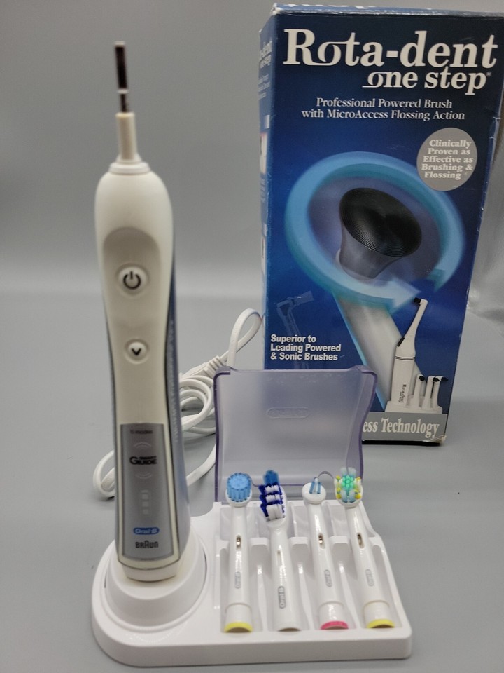 White Rotadent One Step Professional Electric Toothbrush 2 New Brushes