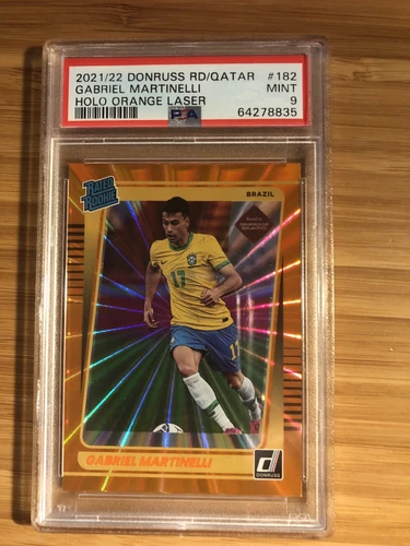 2021-22 Donruss Gabriel Martinelli Qatar Rated Rookie #182 PSA 9 orange holo 
