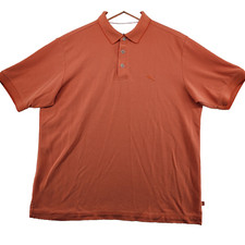 Tommy Bahama Men's Size M Solid Orange Modal Blend Short Sleeve Polo Shirt
