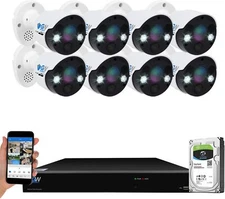 8 Channel 4K NVR 8 X 8MP Full Color 4K Microphone PoE IP Security Camera System