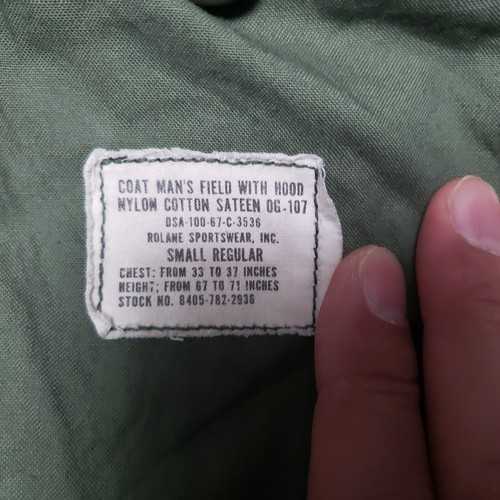 Chaqueta Abrigo de Campo De Colección Años 60 Ejército de los Estados Unidos M-65 Vietnam Parka Militar Talla Pequeña Reg - Imagen 7 de 10