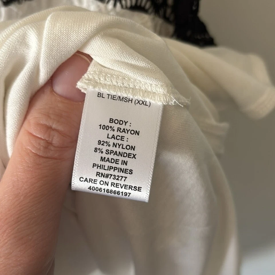 Elle size XXL black and white striped lace layered collared sleeveless tank top - Image 3 of 4