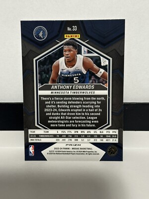 2023-24 Panini Mosaic Anthony Edwards #33 Green Mosaic | eBay
