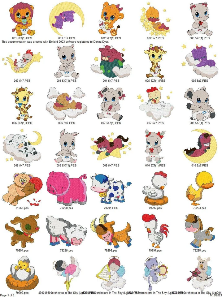 272 CUTE BABY ANIMALS EMBROIDERY MACHINE DESIGNS COLLECTION PES USB