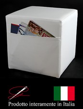 POUFF POUF PUFF CUBO BIANCO TASCA PORTARIVISTE MADE IN ITALY IDEA REGALO