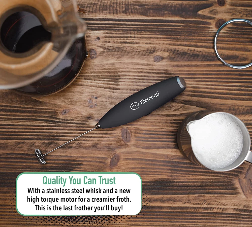 Milk Frother Wand & Matcha Mixer, Mini Electric Whisk for Coffee - Frother for C