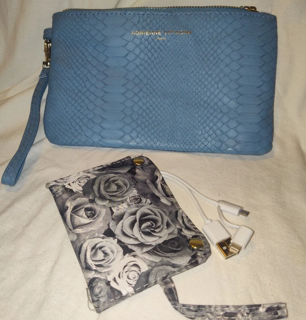 Adrienne Vittadini Clutch Purse Wristlet with Phone Charger iPhone Android