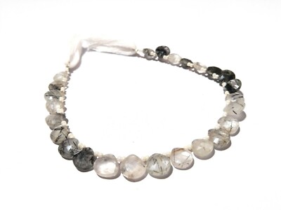 Black Rutile Heart Faceted 8-10mm Natural Loose Gemstone Beads 50Cts 8''Inch