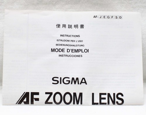 Sigma AF Zoom Lens Instructions Guide Product Chart - Picture 1 of 3