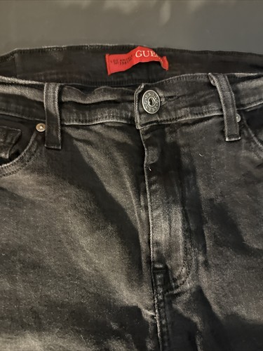 Guess Jeans Mens 36x30 Black Denim Skinny Stretch Goth Grunge Los Angeles - Picture 5 of 10