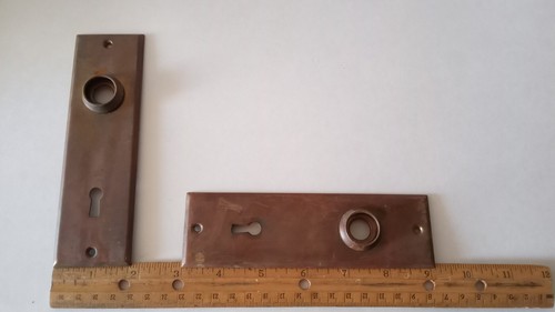 Lot of 3 Antique Vintage Bronze Brass Mortise Skeleton Key Door Knob Back Plate - Picture 3 of 5
