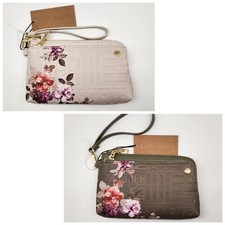 STEVE MADDEN Wristlet Dual Zip Embossed Logo  Prints U PICK Bone  Sage