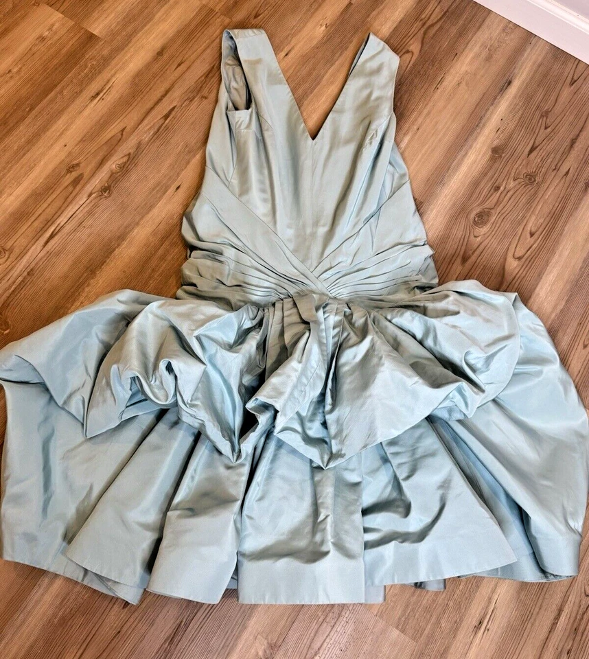 Oscar de la Renta Spring 2005 Vintage Runway Blue Flare Cocktail Dress US 16 - Image 2 of 4