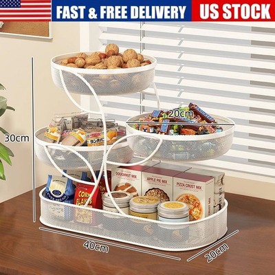4 Tier Metal Snacks Basket Holder Dining Table Fruit Tray Kitchen Storage Rack