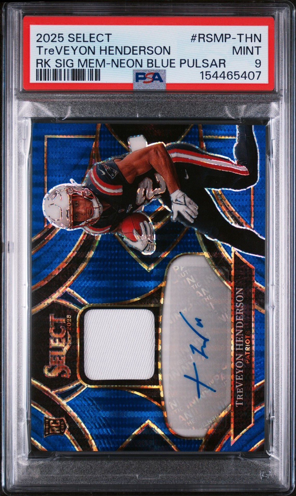 TreVeyon Henderson Panini Select Rookie Signature Memorabilia #RSMPTHN Neon Blue Pulsar