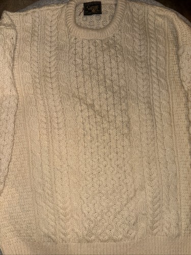 Carraig Donn Made In Ireland Vintage Traditional Unisex Aran Sweater In Cream, $59.99 - Photo 4