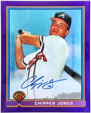 Chipper Jones Braves Signed 1991 Bowman Chrome Rookie Jumbo Card LE/10 - Topps