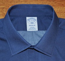 Brooks Brothers Regular Fit 16 34/35 navy pin dot non iron dress shirt w3j0 
