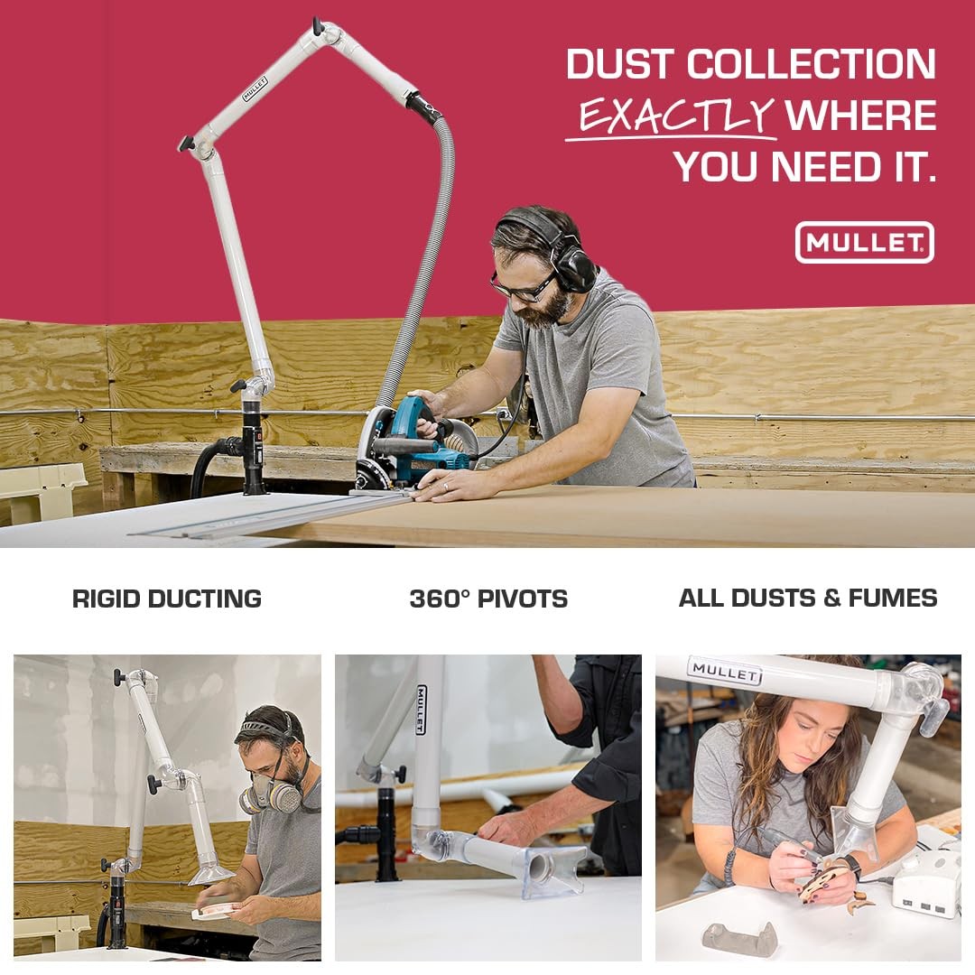 ThirdHand Dust Collection Boom Arm (Boom Arm + Workbench Mount)