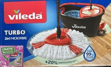 Vileda Turbo 2in1 Microfibre Bodenwischer und Eimer mit Powerschleuder Gratis 3x