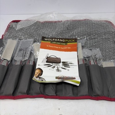 WOLFGANG PUCK 12 Piece Kitchen Prep & Garnish Set Grey & Red Case - New Open Box
