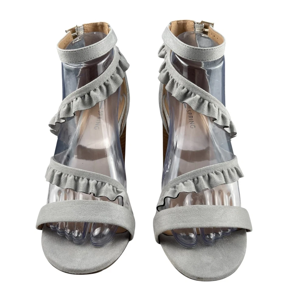 Call It Spring Women's Sandals Size 8 Gray Faux Suede Block Heel Ankle Strap - Image 2 of 4