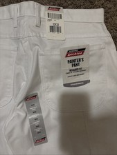 Dickies White Painters Pants Relaxed Fit Straight Leg Men s 32x32 5 Pocket