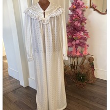 Vintage Vandemere Womens White Lace Trim Long Sleeve Nightgown Large