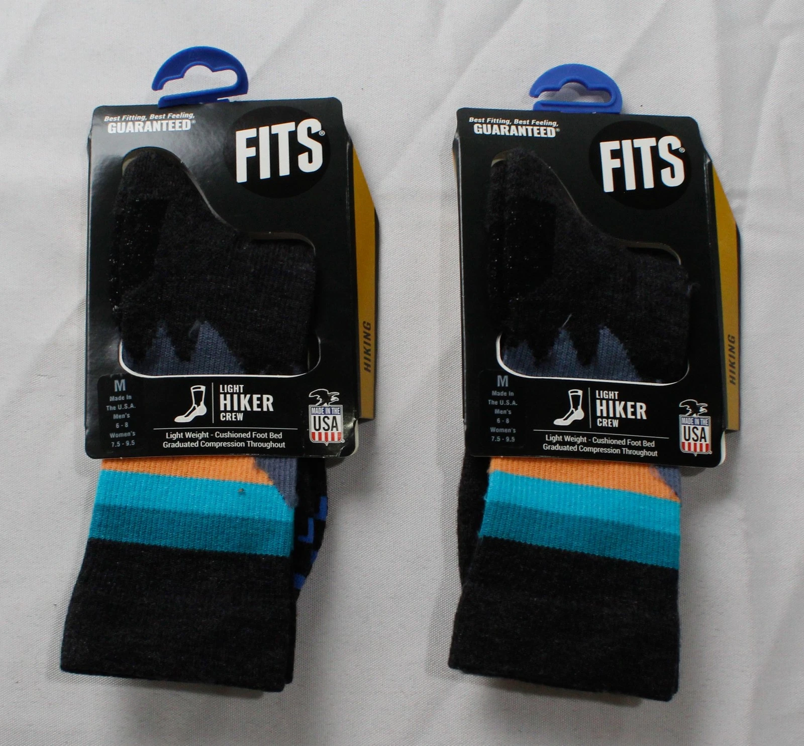FITS Unisex 2 Pack Original Light Cushion Hiking Crew Socks MS7 Charcoal Medium