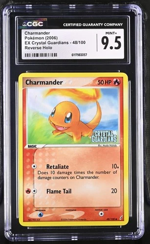 CGC 9.5 Charmander EX Crystal Guardians 48/100 Reverse Holo Stamped Pokemon Card