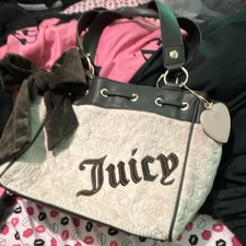 Juicy Couture Shoulder Bag Ivory Brown Velvet...