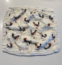 Milkbarn Bamboo Blend Chicken Print Burp Cloth Tiny Lovey Country Farm Cottage