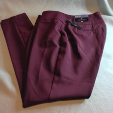 NEW Worthington Women's Sz 12 Slim Leg Curvy Fit Stretch Maroon Dress Pants 44