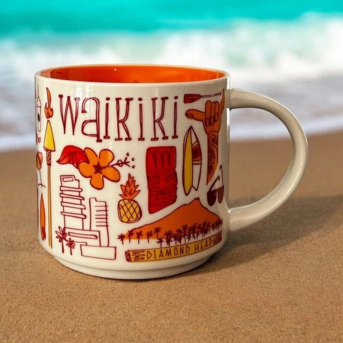 Starbucks WAIKIKI Hawaii Been There Series BTS Coffee Mug Cup EUC