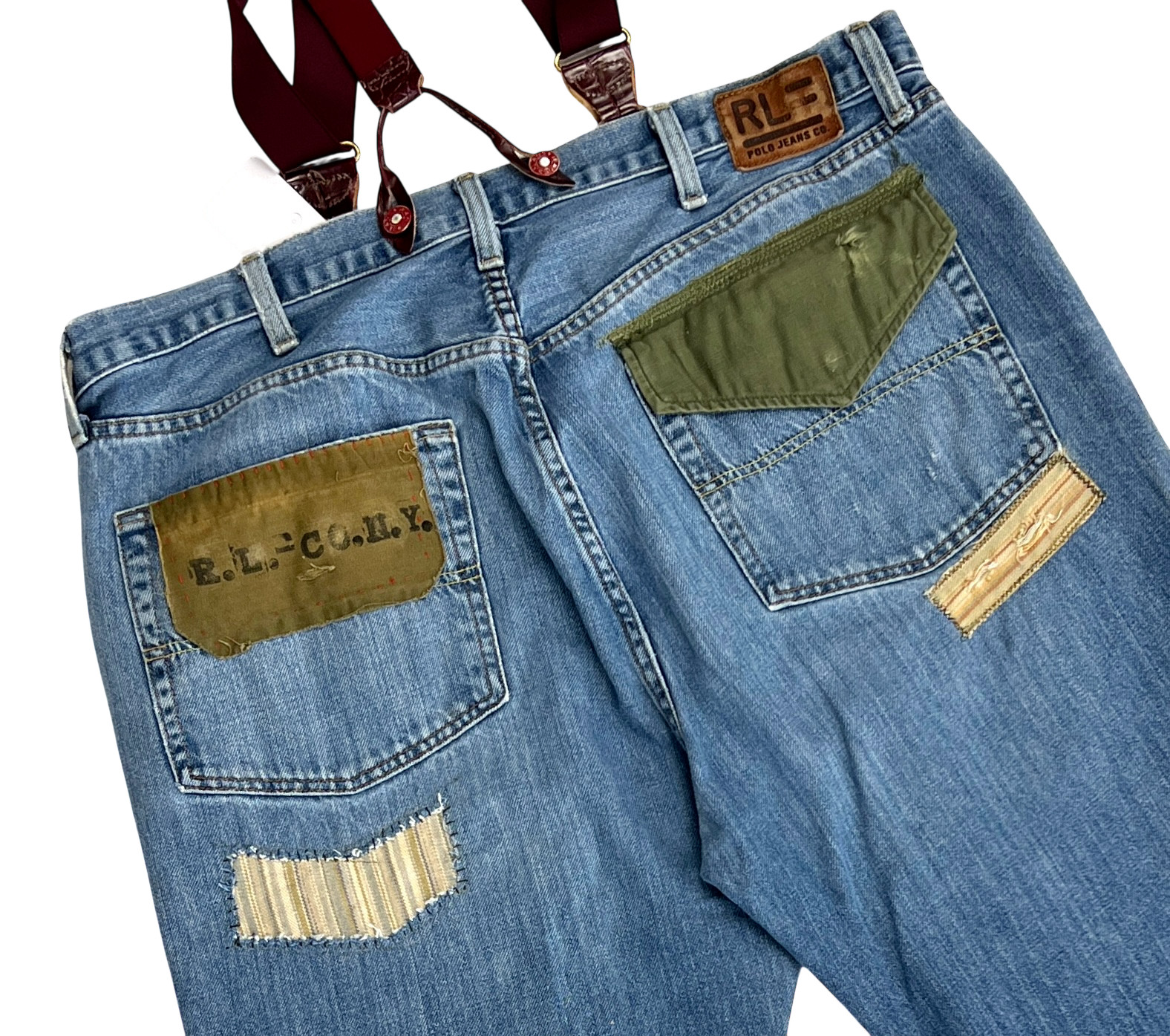 Upcycled Men Jeans 40x29-Patchwork Distressed fro… - image 15