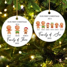 Personalized 2025 Family of 5 Ornament   Snowman Theme Christmas Keepsake