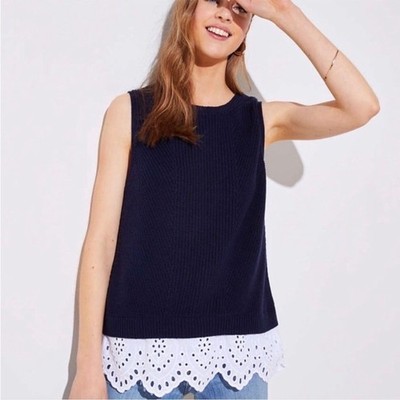 Loft eyelet bottom sleeveless sweater
