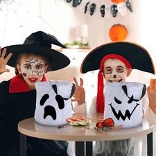 2Pcs Halloween Pumpkin Candy Bags W/LED Light Trick Or Treat Candy Sweets Bag US